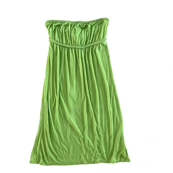 Banana Republic Strapless Lime Green Knee Length Summer Cover Up Dress Size  L